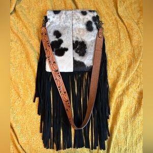 American Darling Black/White Cowhide Crossbody